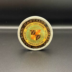 Vintage Maryland Casualty Company Insurance Paperweight Medallion 1898 Corporate